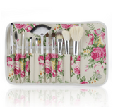 12 Rose Flower Makeup Brushes (White)